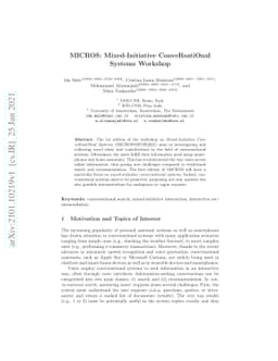 MICROS: Mixed-Initiative ConveRsatiOnal Systems Workshop
