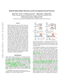 RGB-D Salient Object Detection via 3D Convolutional Neural Networks
