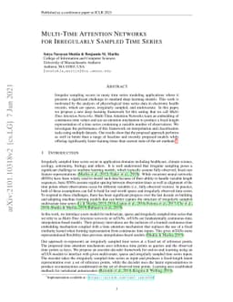 Multi-Time Attention Networks for Irregularly Sampled Time Series