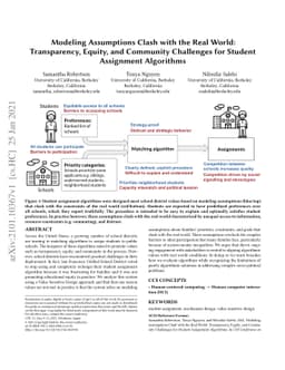 Modeling Assumptions Clash with the Real World: Transparency, Equity,
  and Community Challenges for Student Assignment Algorithms
