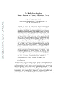 DAHash: Distribution Aware Tuning of Password Hashing Costs