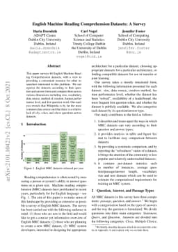 English Machine Reading Comprehension Datasets: A Survey