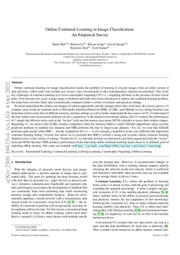 Online Continual Learning in Image Classification: An Empirical Survey