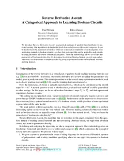 Reverse Derivative Ascent: A Categorical Approach to Learning Boolean
  Circuits