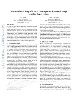 Continual Learning of Visual Concepts for Robots through Limited
  Supervision