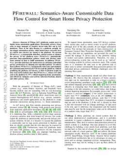 PFirewall: Semantics-Aware Customizable Data Flow Control for Smart Home
  Privacy Protection