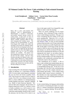El Volumen Louder Por Favor: Code-switching in Task-oriented Semantic
  Parsing