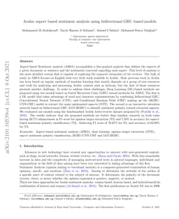 Arabic aspect based sentiment analysis using bidirectional GRU based
  models
