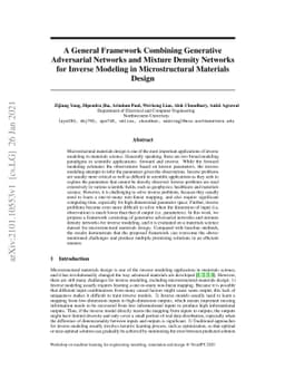 A General Framework Combining Generative Adversarial Networks and
  Mixture Density Networks for Inverse Modeling in Microstructural Materials
  Design
