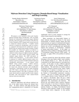 Malware Detection Using Frequency Domain-Based Image Visualization and
  Deep Learning