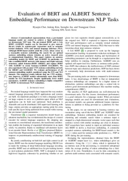 Evaluation of BERT and ALBERT Sentence Embedding Performance on
  Downstream NLP Tasks
