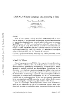 Spark NLP: Natural Language Understanding at Scale