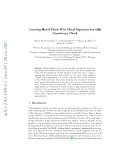 Learning-Based Patch-Wise Metal Segmentation with Consistency Check