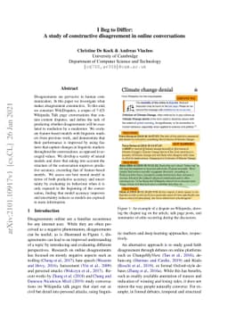 I Beg to Differ: A study of constructive disagreement in online
  conversations