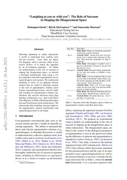 "Laughing at you or with you": The Role of Sarcasm in Shaping the
  Disagreement Space