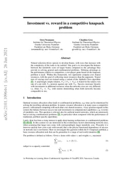 Investment vs. reward in a competitive knapsack problem