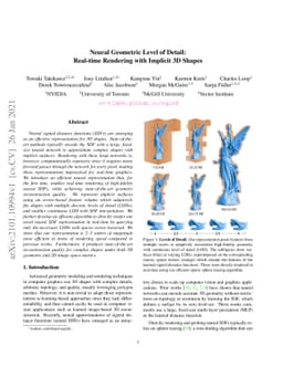 Neural Geometric Level of Detail: Real-time Rendering with Implicit 3D
  Shapes
