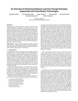 An Overview of Enhancing Distance Learning Through Augmented and Virtual
  Reality Technologies