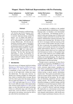 Muppet: Massive Multi-task Representations with Pre-Finetuning