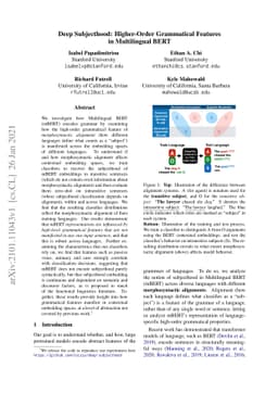 Deep Subjecthood: Higher-Order Grammatical Features in Multilingual BERT