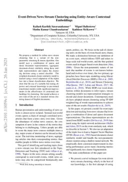 Event-Driven News Stream Clustering using Entity-Aware Contextual
  Embeddings