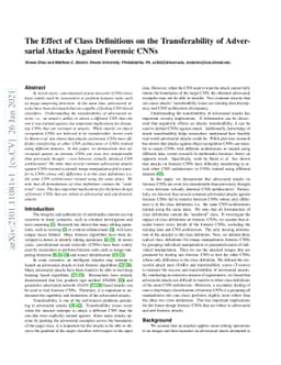 The Effect of Class Definitions on the Transferability of Adversarial
  Attacks Against Forensic CNNs