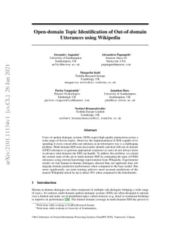 Open-domain Topic Identification of Out-of-domain Utterances using
  Wikipedia