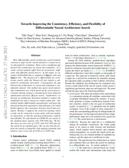 Towards Improving the Consistency, Efficiency, and Flexibility of
  Differentiable Neural Architecture Search