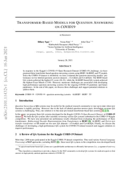 Transformer-Based Models for Question Answering on COVID19