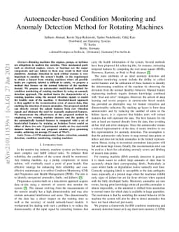 Autoencoder-based Condition Monitoring and Anomaly Detection Method for
  Rotating Machines