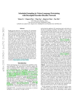 Scheduled Sampling in Vision-Language Pretraining with Decoupled
  Encoder-Decoder Network
