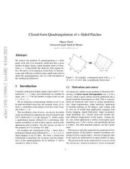 Closed-form Quadrangulation of N-Sided Patches