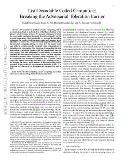List-Decodable Coded Computing: Breaking the Adversarial Toleration
  Barrier