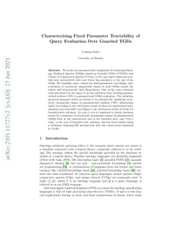 Characterising Fixed Parameter Tractability of Query Evaluation over
  Guarded TGDs