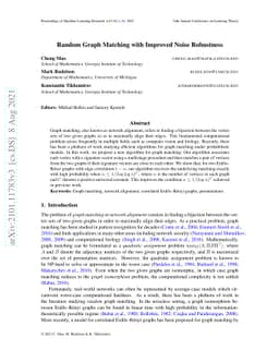 Random Graph Matching with Improved Noise Robustness