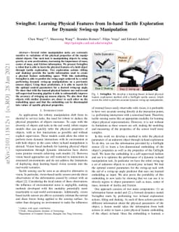 SwingBot: Learning Physical Features from In-hand Tactile Exploration
  for Dynamic Swing-up Manipulation