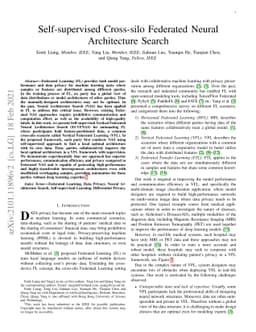 Self-supervised Cross-silo Federated Neural Architecture Search
