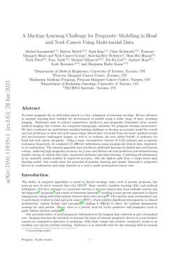 A Machine Learning Challenge for Prognostic Modelling in Head and Neck
  Cancer Using Multi-modal Data