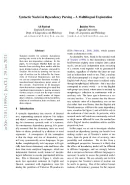 Syntactic Nuclei in Dependency Parsing -- A Multilingual Exploration