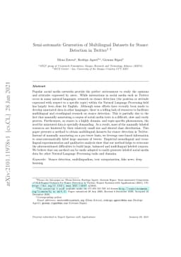Semi-automatic Generation of Multilingual Datasets for Stance Detection
  in Twitter
