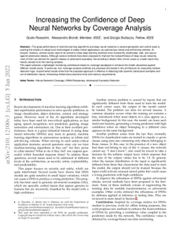 Increasing the Confidence of Deep Neural Networks by Coverage Analysis