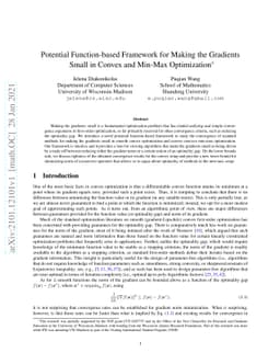 Potential Function-based Framework for Making the Gradients Small in
  Convex and Min-Max Optimization