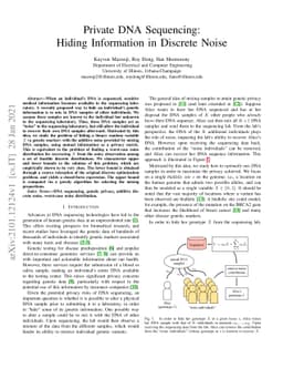 Private DNA Sequencing: Hiding Information in Discrete Noise