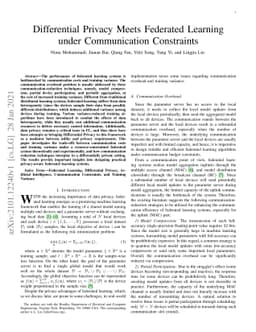 Differential Privacy Meets Federated Learning under Communication
  Constraints