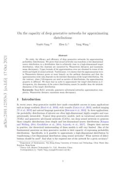 On the capacity of deep generative networks for approximating
  distributions