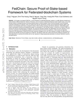FedChain: Secure Proof-of-Stake-based Framework for Federated-blockchain
  Systems