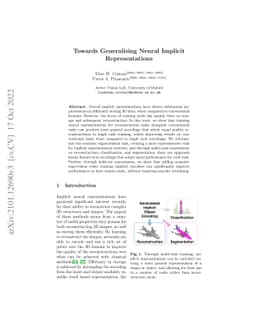 Towards Generalising Neural Implicit Representations
