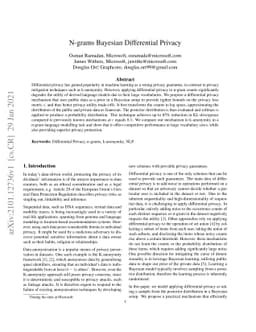 N-grams Bayesian Differential Privacy