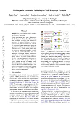 Challenges in Automated Debiasing for Toxic Language Detection