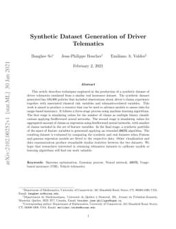 Synthetic Dataset Generation of Driver Telematics